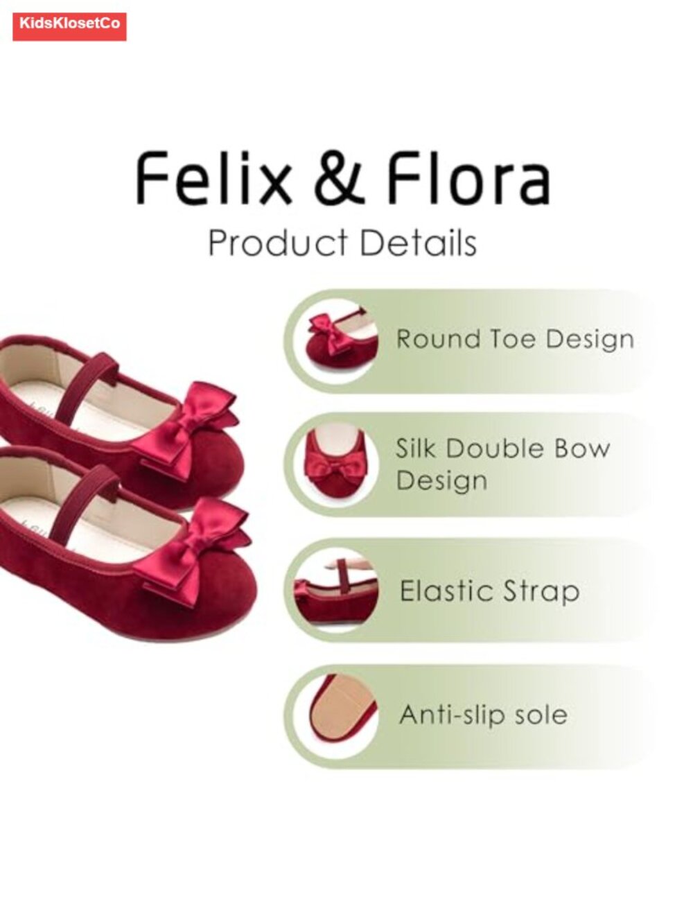 Girls Velvet Mary Jane Flats with Bow Toddler Dress Shoes Slip Resistant - Picture 4 of 5